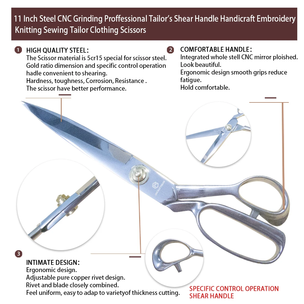 Jincrafsman®-11 pollici acciaio CNC rettifica manico a cesoia da sarto ricamo artigianale lavoro a maglia cucito forbici per abbigliamento su misura