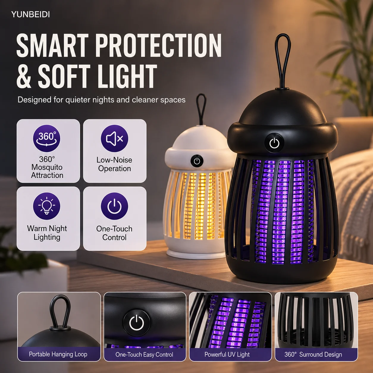 2-in-1 Mosquito Killer UV Lamp Mosquito Killer Night Light USB Charging Electric Mosquito Killer Outdoor Mosquito Killer Lamp image 4
