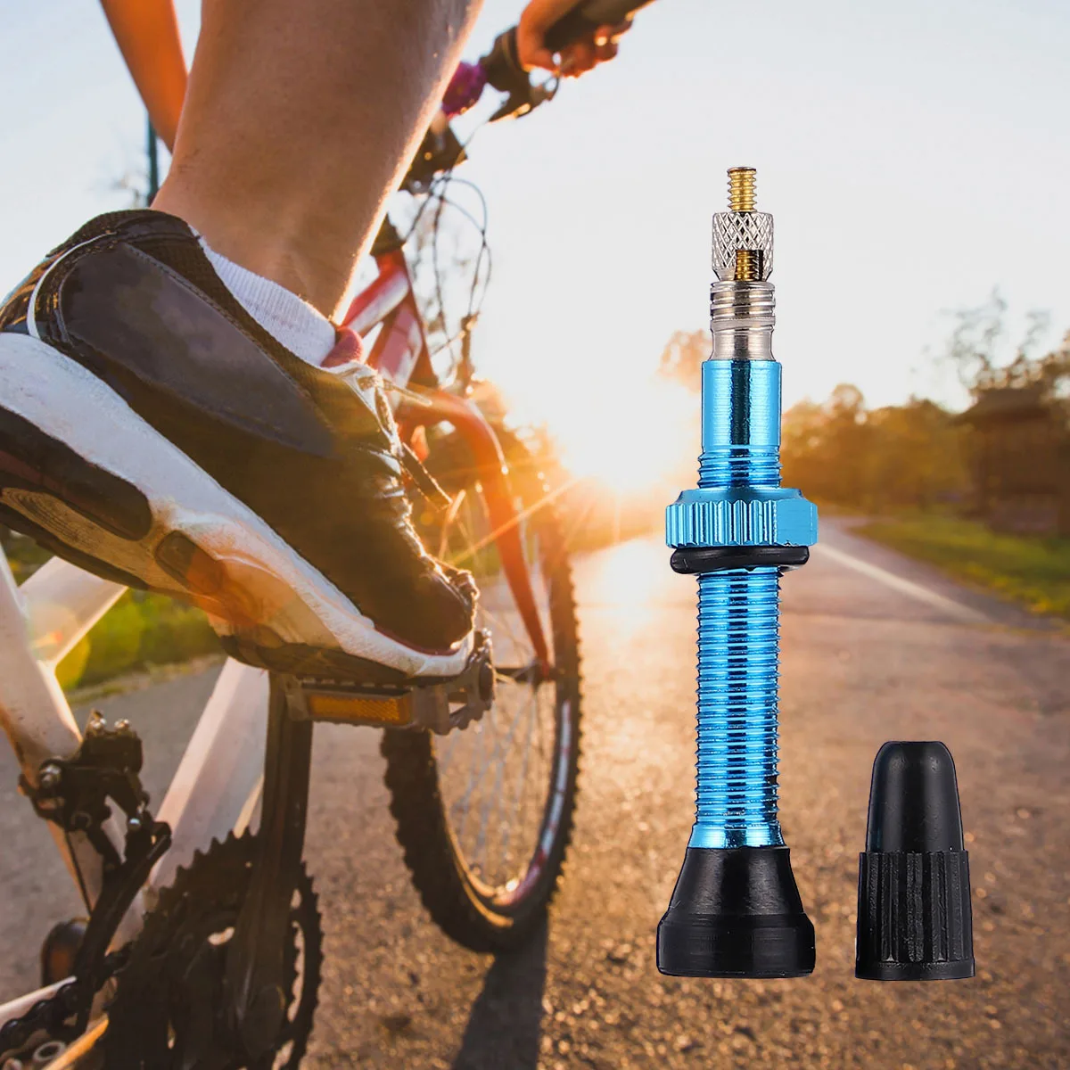 1 Stück Premium-Ventil 40 mm – Ring-Design für Fahrrad, schlauchloses Reifenaufblasen, Mountainbike, Radfahren, Luftpumpen-Zubehör