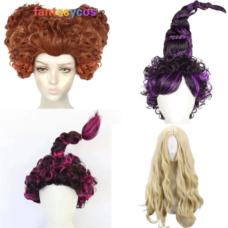 3;d,5'v,6/h\Movie Hocus Pocus Winifred Sarah Mary Sanderson Wig Witch Cosplay Hair Carnival Halloween Role Play Partr;6,b.8'j\f/ - view 2
