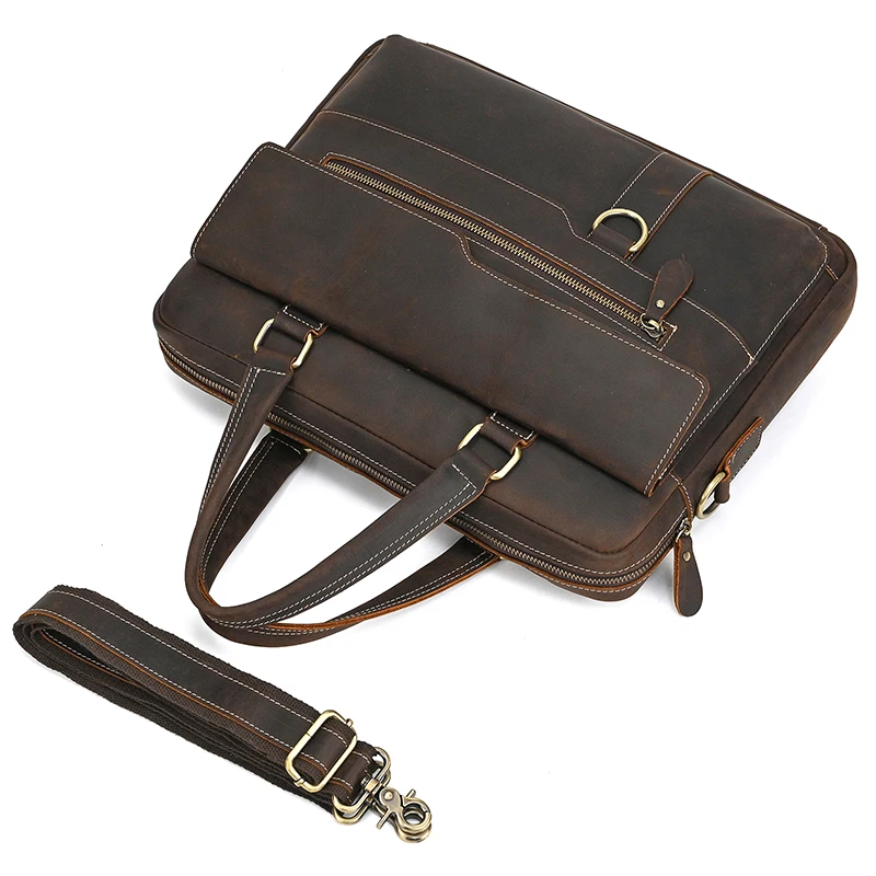 Valigetta per laptop in vera pelle di alta qualità per uomo Valigetta da lavoro in pelle di vitello maschile Borsa a tracolla stile vintage