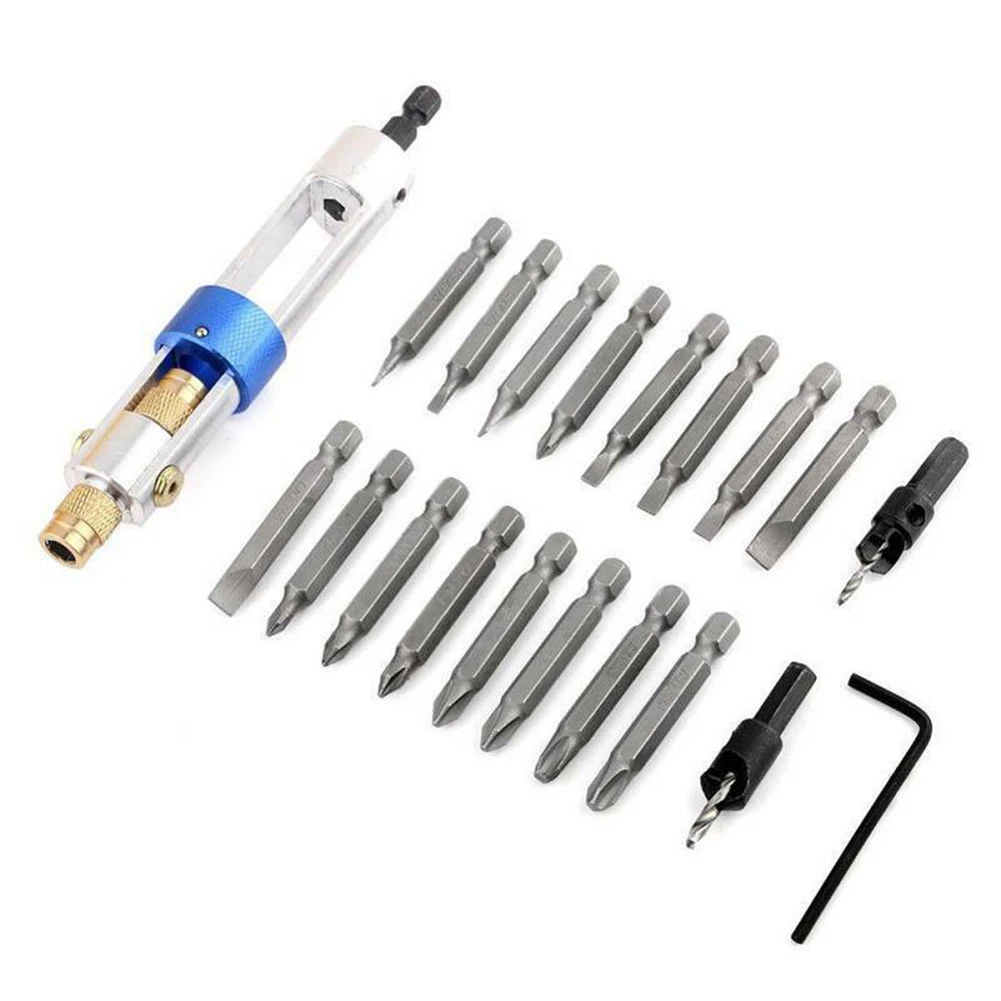 Half Time Drill Driver Flip Head Includes 8 Cross Bits 8 Flat Bits 2 Countersunk Bits and Wrench in Blow Molded Box for Tasks
