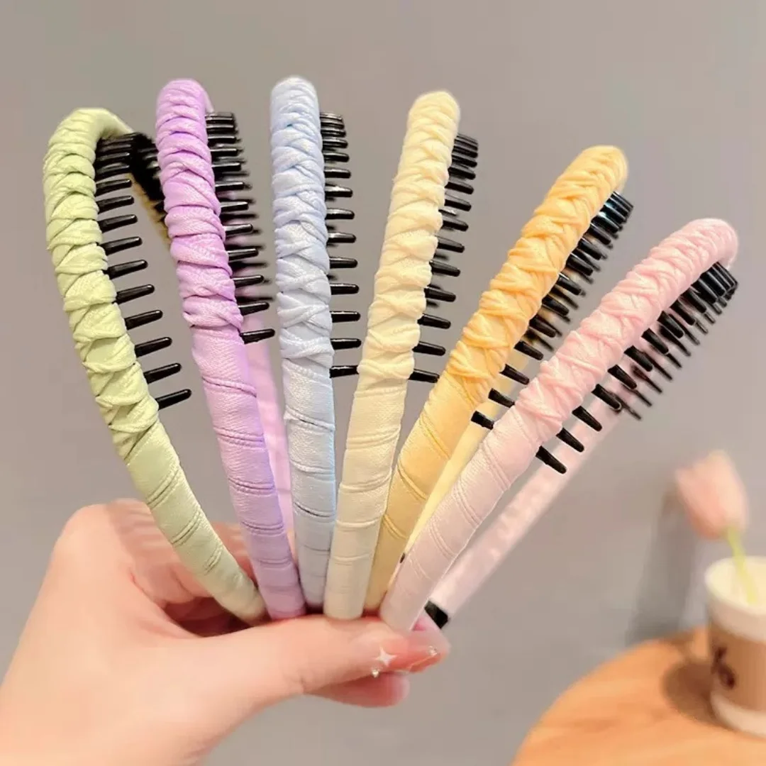 

Cute Candy Colors Wrap Cloth Teeth Hairbands For Girls Sweet Hair Ornament Non-slip Headband Hair Band Fashion Hair Accessories