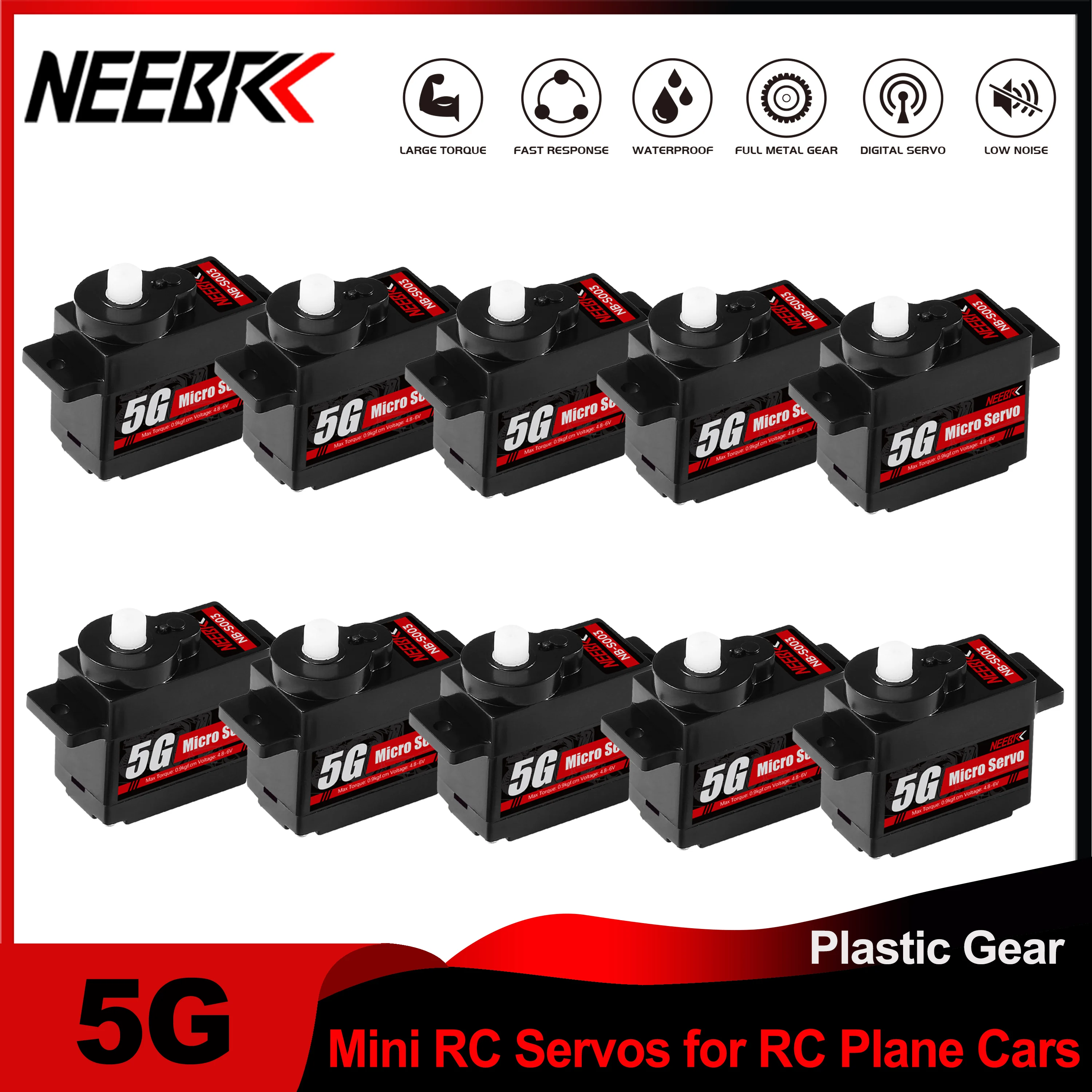 

1/5/10/20pcs NEEBRC 5g Micro ServoMotor Digital Servo for RC Car Toys Plane Drone Quadcopter Fixed-wing Wltoys K969 K989