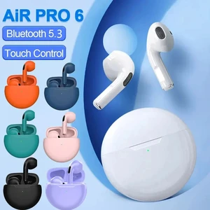 سماعة أذن لاسلكية بلوتوث لاسلكية من Air Pro 6 TWS 5.3 Mini مع صندوق شحن ميكروفون للهاتف الذكي أعلى 8 مبيعات لسماعات الرأس داخل الأذن - رقم 6