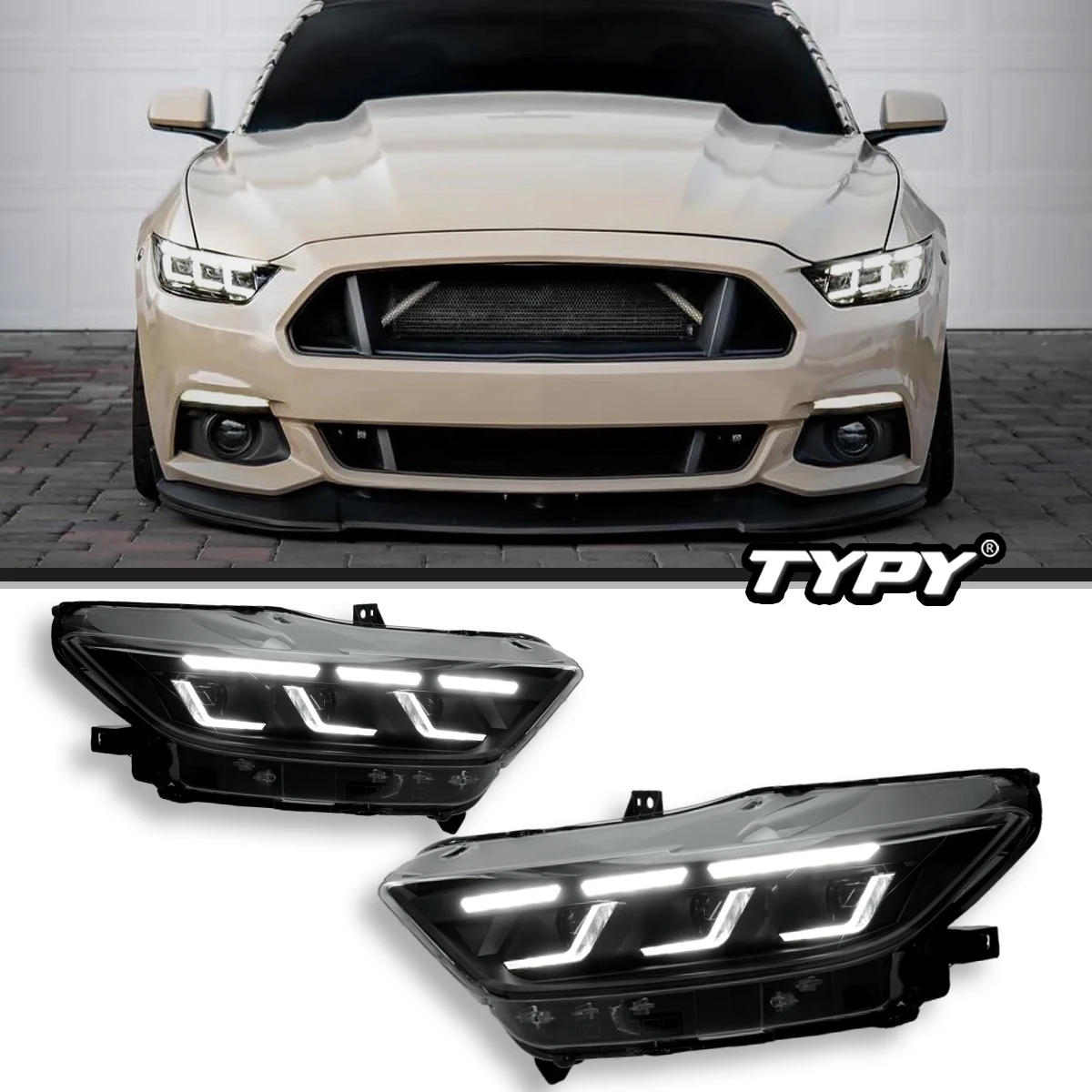 

TYPY Car Headlights For Ford Mustang 2015-2022 LED Car Lamps Daytime Running Lights Dynamic Turn Signals Car Accessories