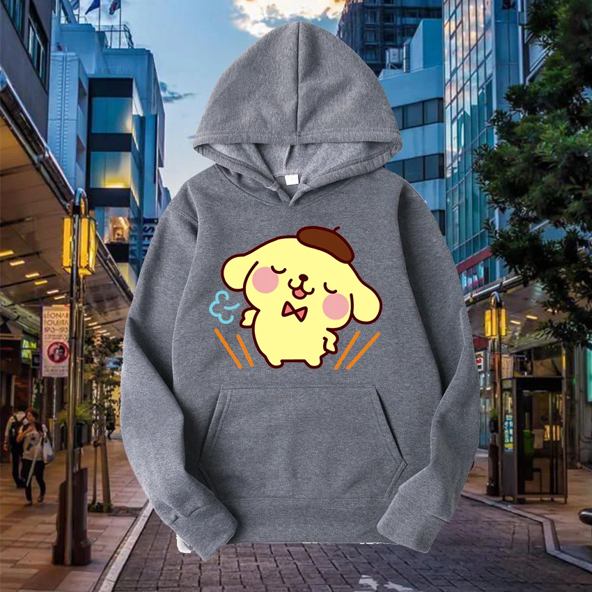 Sanrio Purin Men Women Hoodies Casual Hip Hop Streetwear Long Sleeves Sweatshirts Boys Girls Autumn Tops Coats Sanrio Keroppi