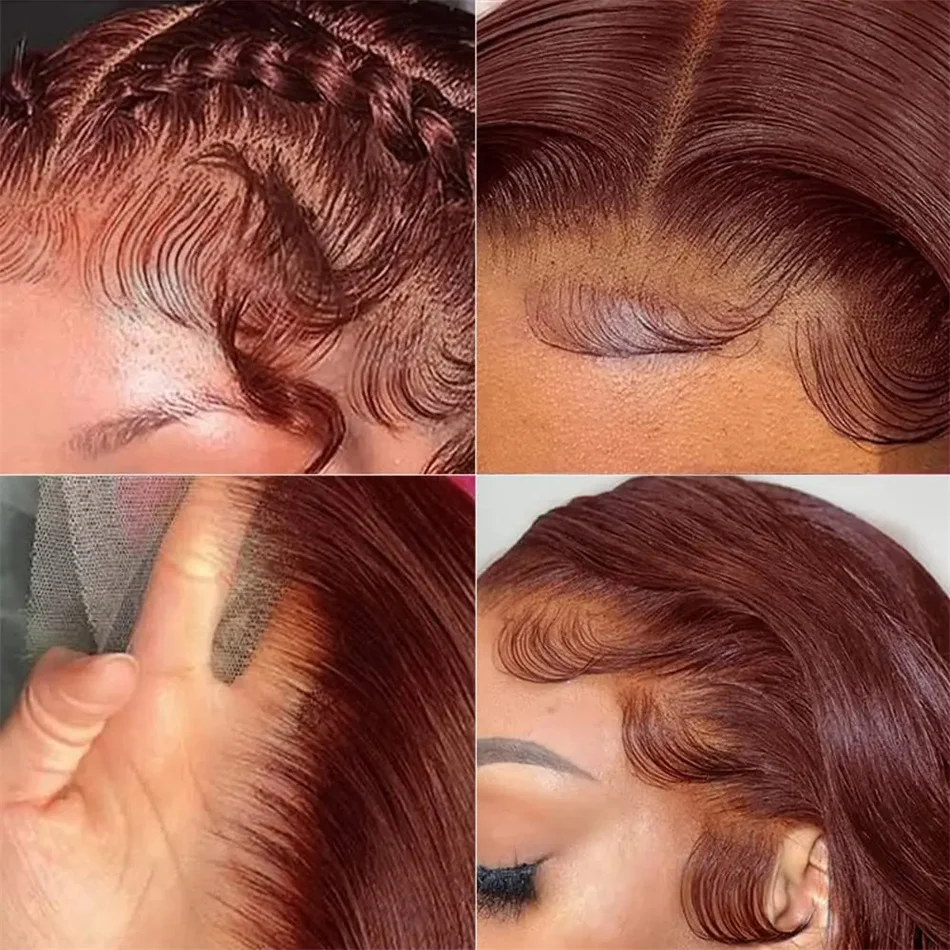 Perruque de cheveux humains brun plonger âtre pour femme, devant en dentelle transparente HD, vague de corps, 13 age