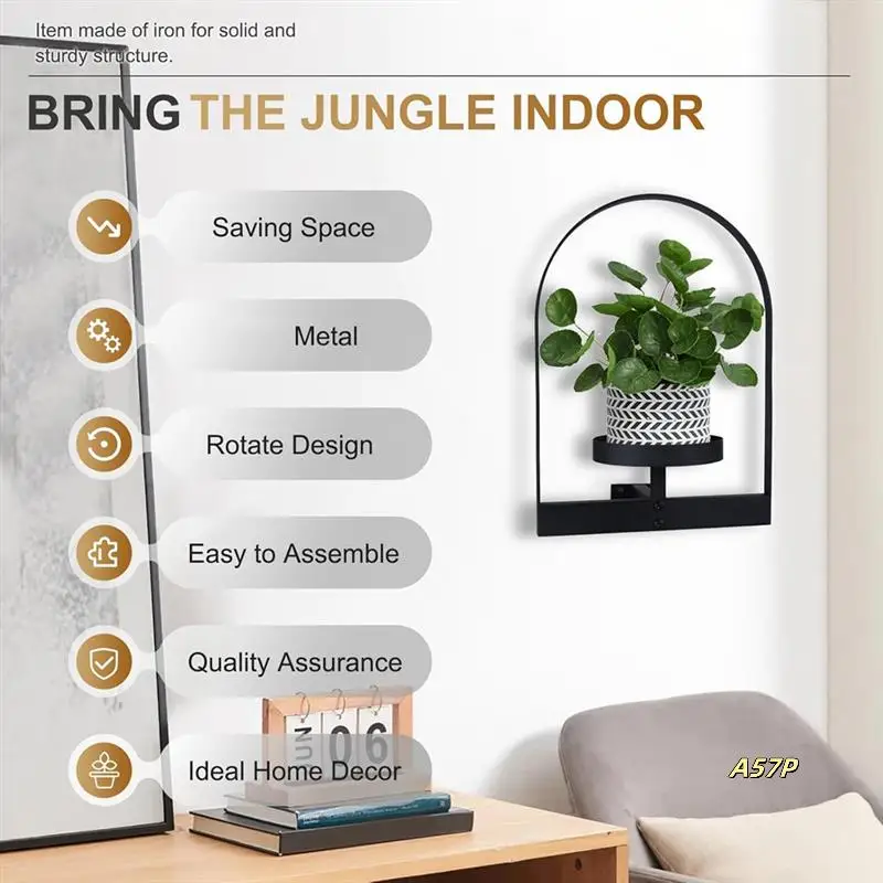 

2Pcs Wall Plant Holder ,Wall Planter,Window Plant Shelf Picture Frame Metal Plant Holder Ease Of Modern Style