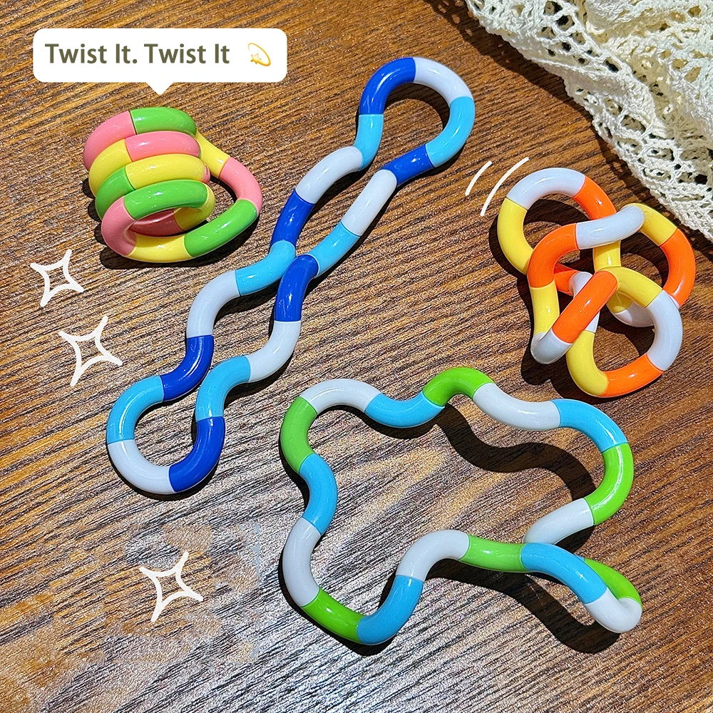 2Pcs Rainbow Circle Tangle Rope Twist Fidget Toy - Sensory Autism Therapy Anti Stress Kids Fidget Toy Jouet Antiestres Niños