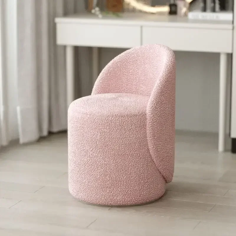 French Light Luxury Backrest Makeup Stool Household Bedroom Simple Manicure Dresser Stool Vanity Chair Step Stool Furniture