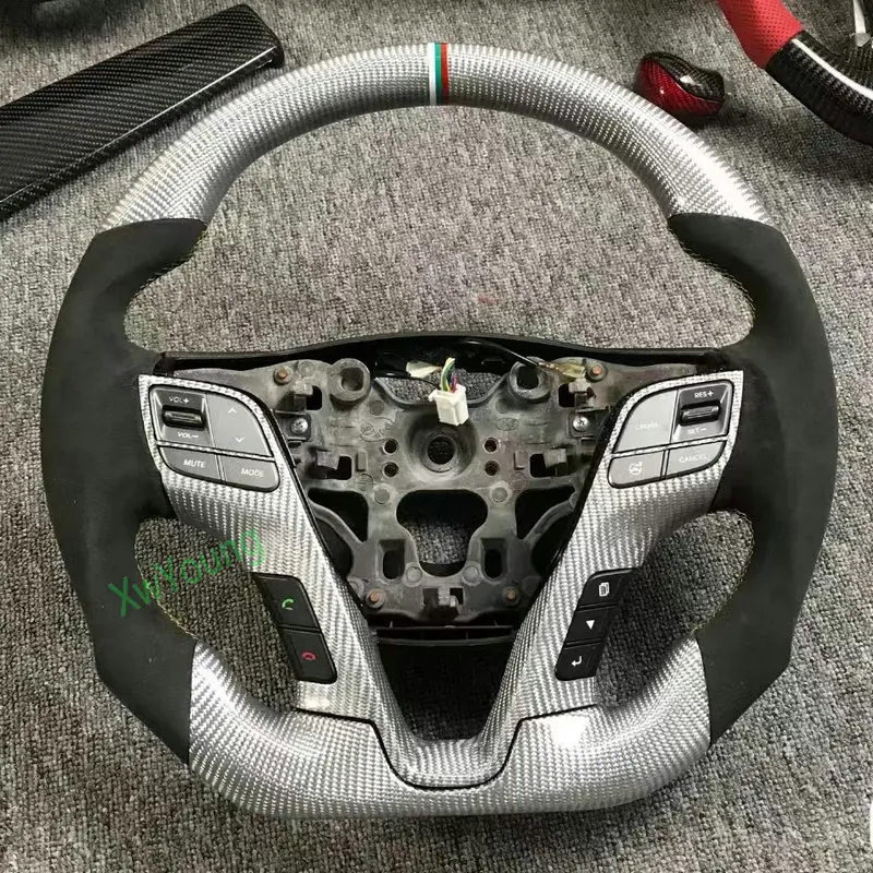 For Hyundai SantaFe IX45 ix45 100% Real Carbon Fiber Leather Steering Wheel