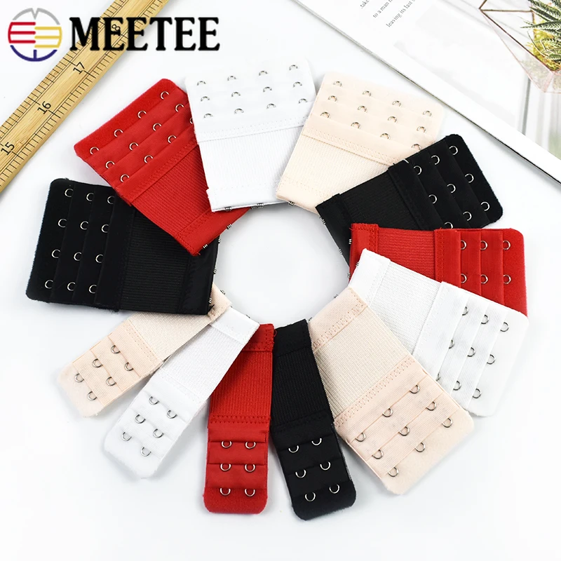 10Pc Bra Strap 3 Row Underwear Adjust Clasp Bras Hook Eye Tape Corset Extension Ribbon Band DIY Sewing Accessories view 5