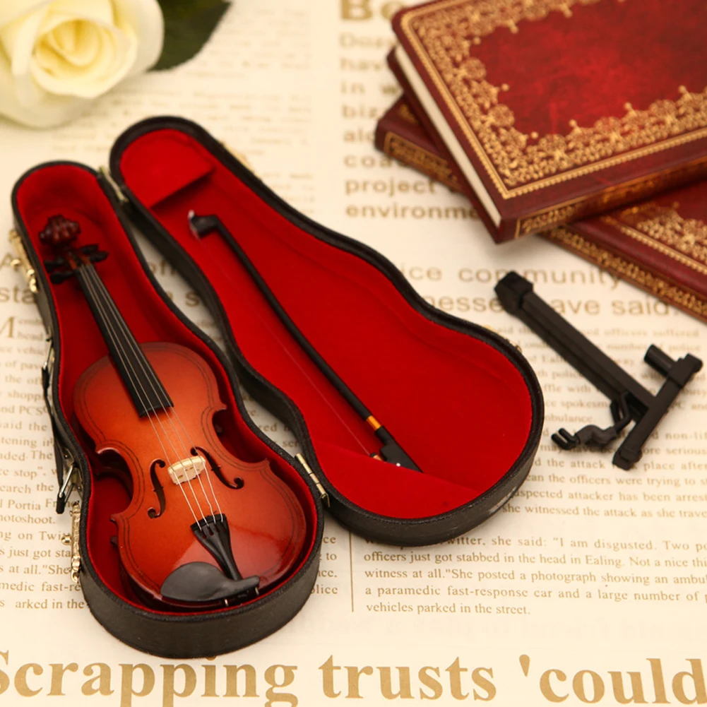 Small Miniature Violin Figurine Decor Fashion Elegant Collectible Gifts For Music Room Home Decorations Bedroom Decoration