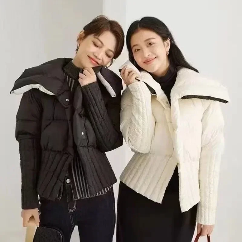 女性用パッド入りコットンジャケット,足の縮小用ラペル,多用途,穏やかな着用,小さな香り,気質