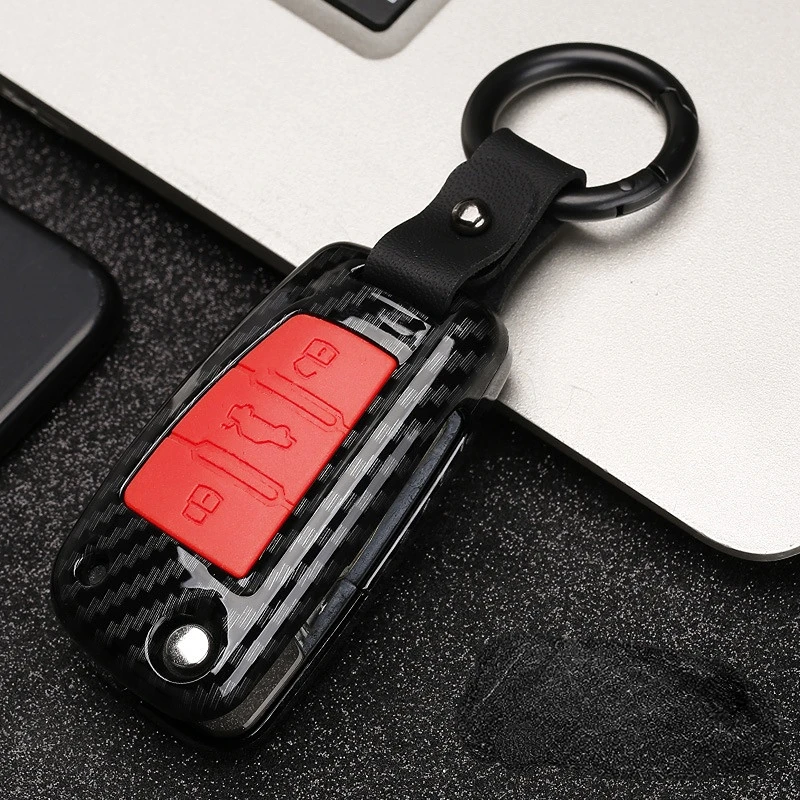 ABS Carbon Fiber Silicone Car Key Case Cover for Audi A3 A4 A5 C6 C7 8L 8P B6 B7 B8 Q3 Q7 TT S3 3 Buttons Remote 4
