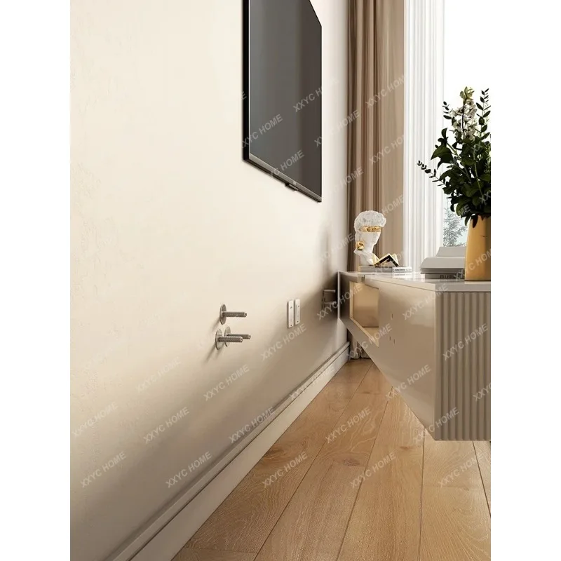 XX Large and small apartment light luxury minimalist living room cream wind rock slab creative storage square platform