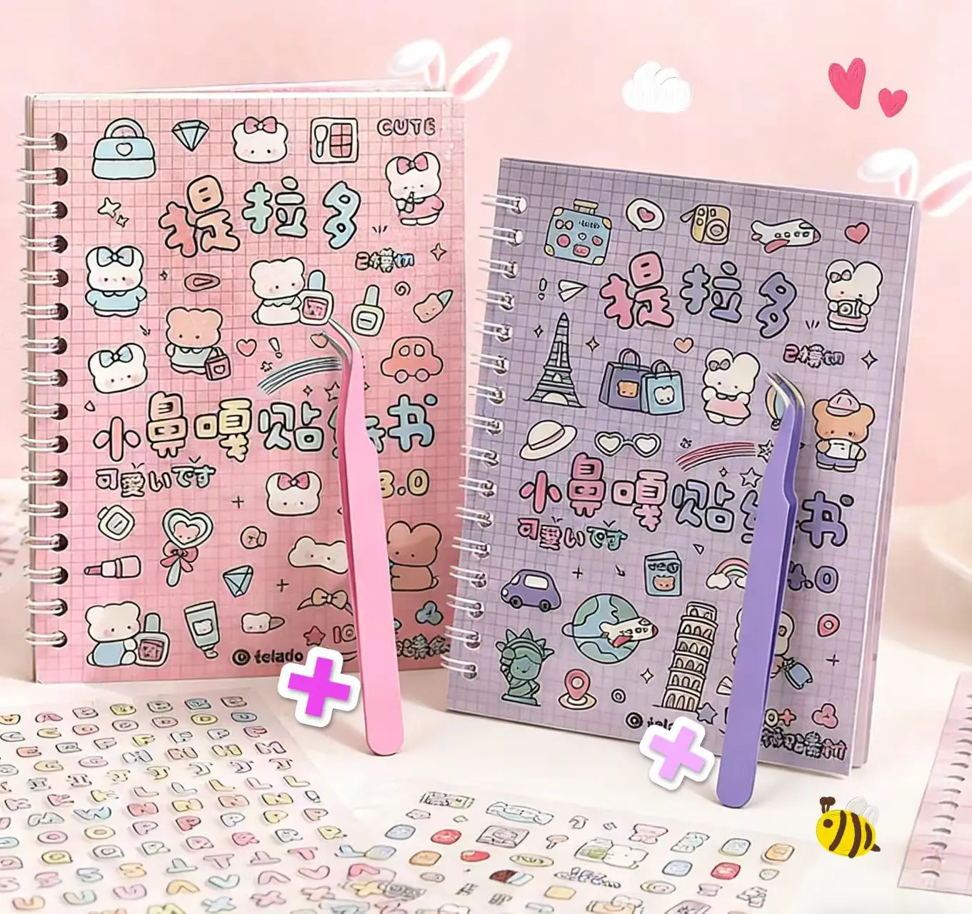 16pcs/bag +1 Tweezers Kawaii Little Nose Gacha Series Sticker Book Materials Handmade Journal Gacha Stickers Decorative Patterns