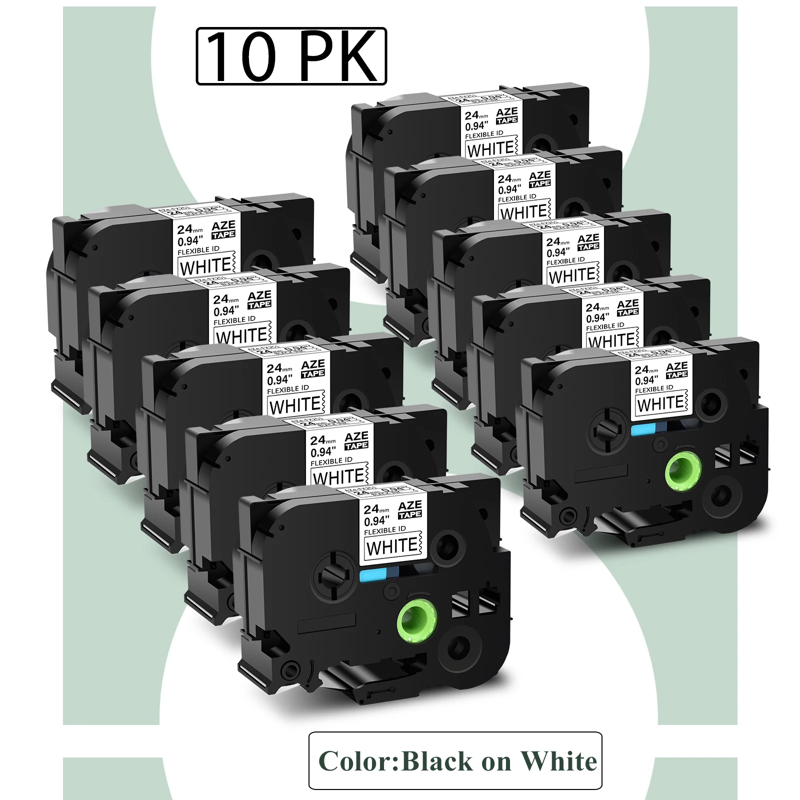 

10PK Flexible ID Laminat 24mm Compatible Brother TZE-FX251 Label Tape Black on White Cartridge For P-Touch Label Printer PT-1000