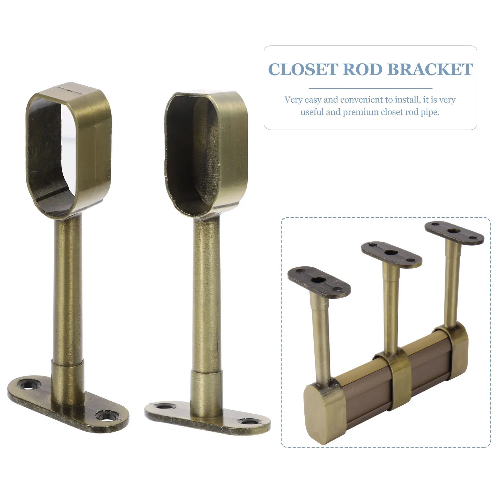 Soporte de armario, colgadores de barra de cortina de Zinc, aleación de fácil instalación, montaje en pared, Hardware de soporte de tubería de armario, 4 Uds.