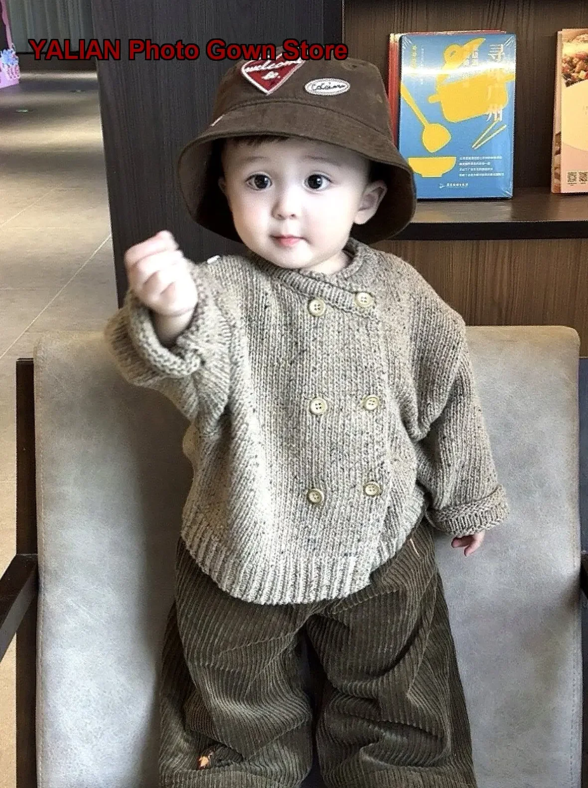 Kids Warm Double-Breasted Loose Knit Coat Boys Girls Trendy for Autumn