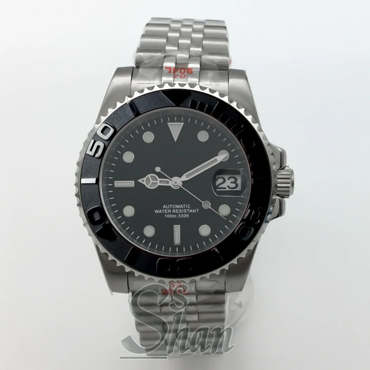 Męski zegarek automatyczny mechaniczny do nurkowania, luksusowy model biznesowy, 40 mm, mechanizm NH35, jednokierunkowo obracająca się tarcza z szafirowego szkła, czarno-niebieska tarcza.