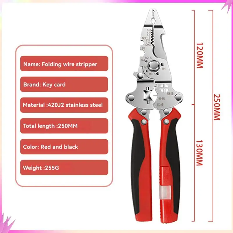 B50c dobrável novo descascador de fio com lápis de teste profissional corte e puxando fios multifuncional descascador de fio