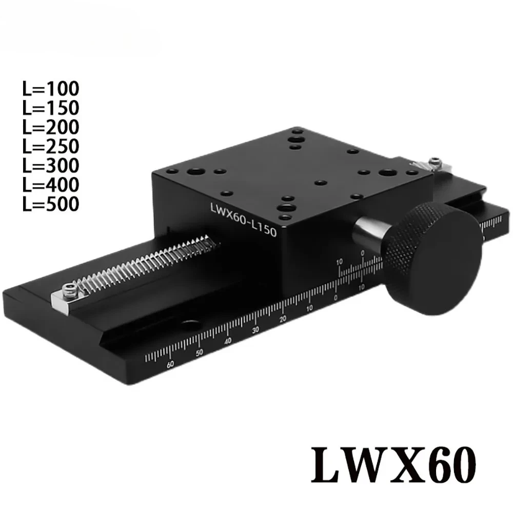 X Axis Dovetail Groove Linear Sliding Table LWX60 Manual Displacement Stage Long Stroke Trimming Platform Linear Sliding Table