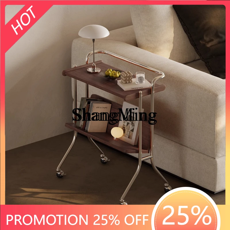 

FG good-looking household solid wood trolley rack retro living room sofa solid wood with wheel edge