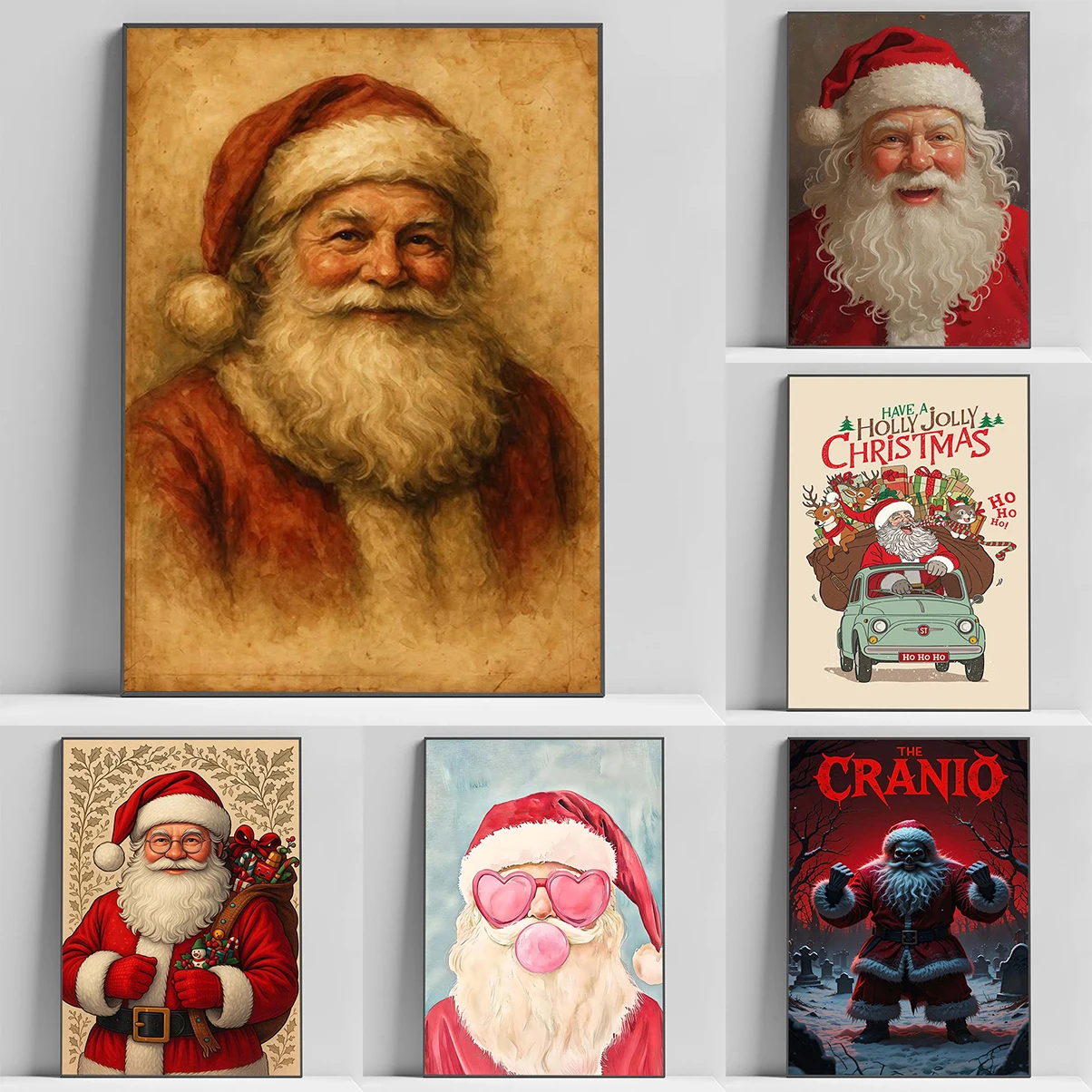 

Christmas Collection Canvas Print Art Santa Poster Decorative Posters Wall Decor Room Aesthetic Gift For Home Decoration Vintage