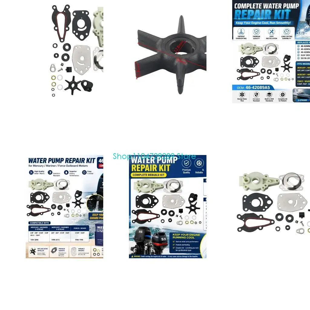 D8KE Water Pump Repair Set with Housing, Rings, and Small Hardware for 6‑15HP