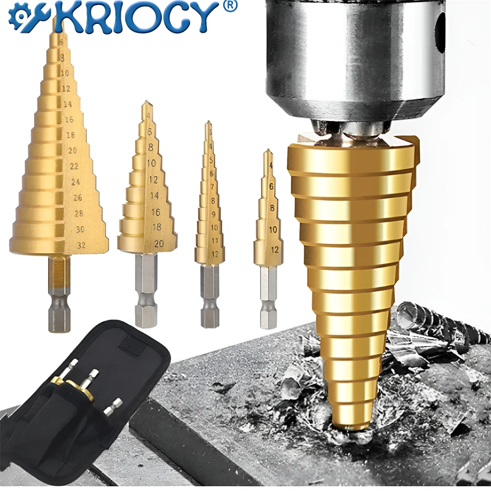 مجموعة مثقاب HSS بأخدود مستقيم ، تيتانيوم ، خشب ، معدن ، قاطع ثقب ، قلب ، 4-12 ، 4-20 ، 4-32 #1