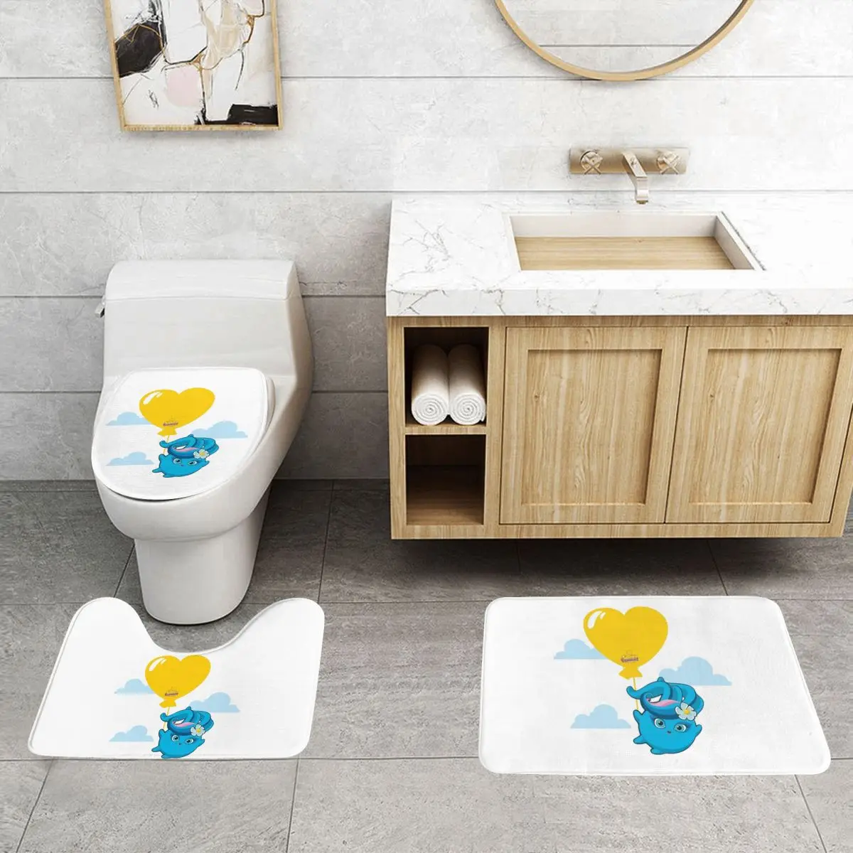 صني الأرانب 3 قطعة حمام حصيرة الحمام مجموعة غطاء المرحاض غطاء ديكور المنزل عدم الانزلاق السجاد سجادة أرضية