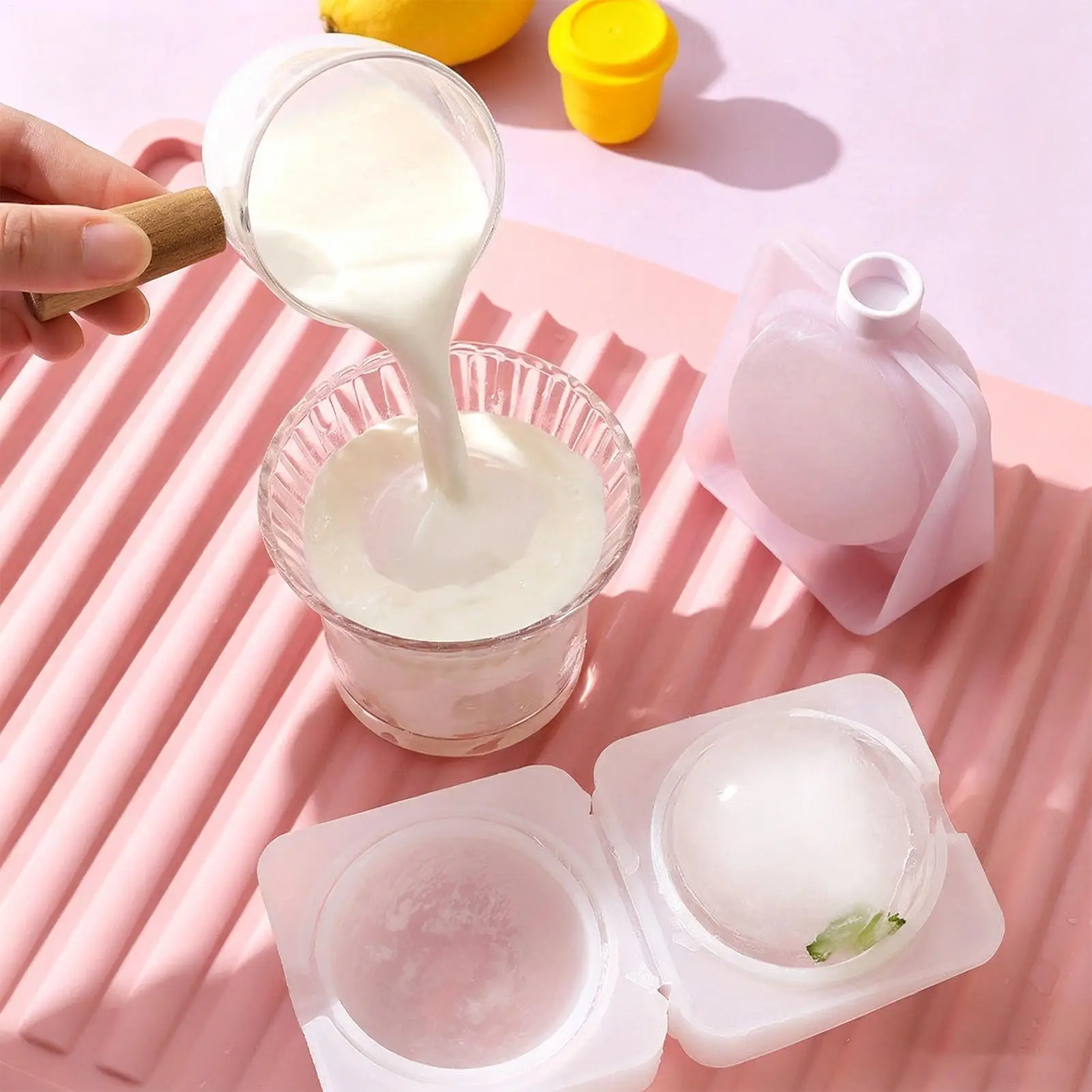 Large Ice Ball Maker Mold Easy Release Silicone Mould Ice Molds Reusable Freezer Tray Whiskey Cocktail Juice Drinks Sphere