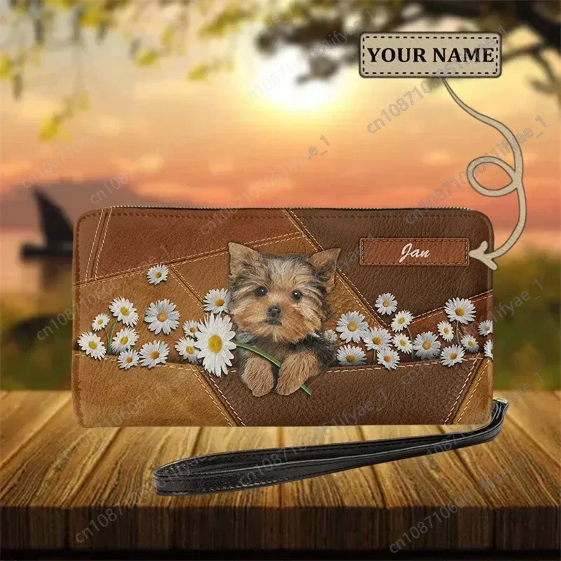 Wallet Female Lovely Shih Tzu Dogs 3D Print Luxury Leather Clutch Multifunction Card Bags Custom Schnauzer Yorkshire Cash Holder