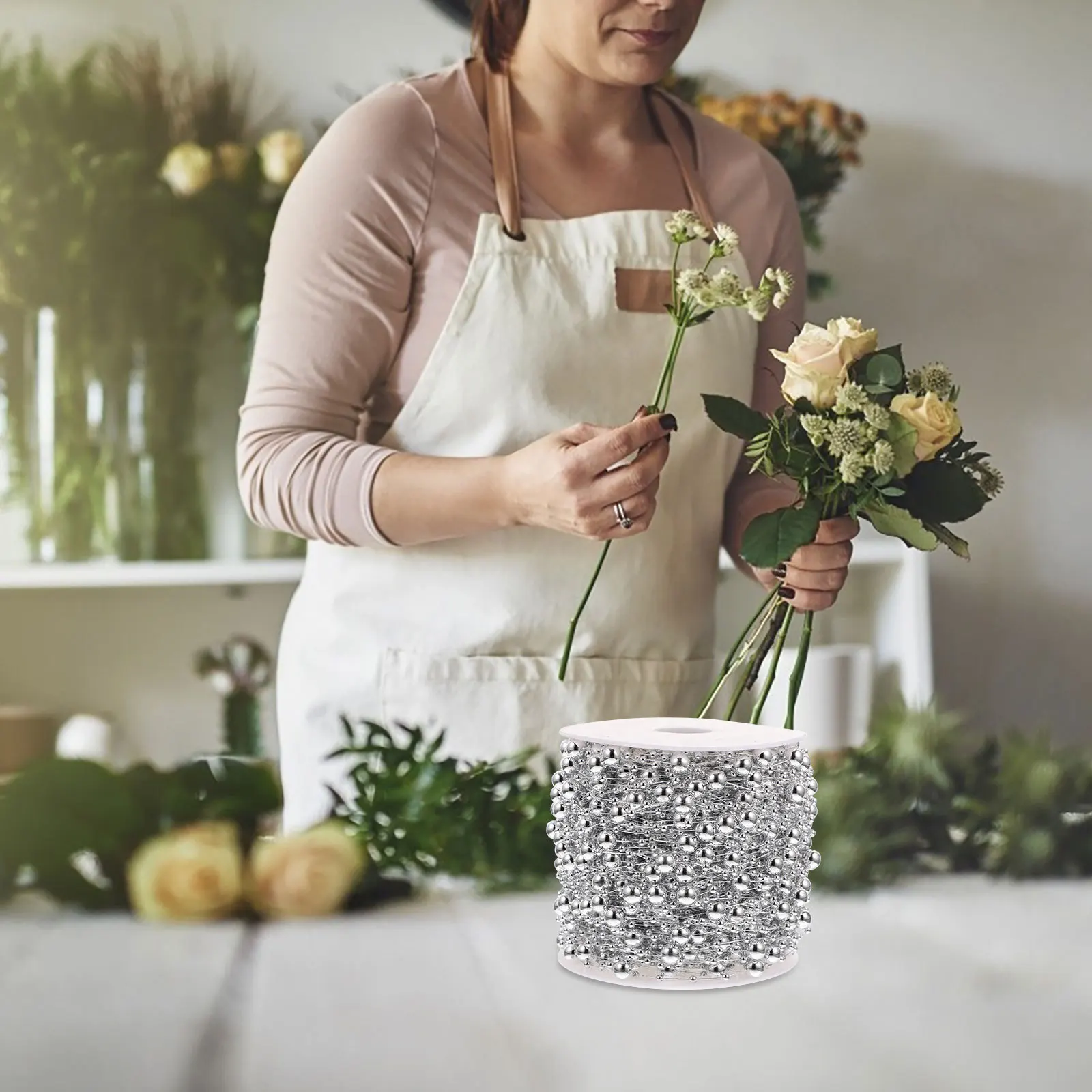 

1 Roll Pearl String Garland Beads Wreath Artificial Abs Pearl Chain For Bouquet Wedding Party Decor Diy Beading Craft Faux