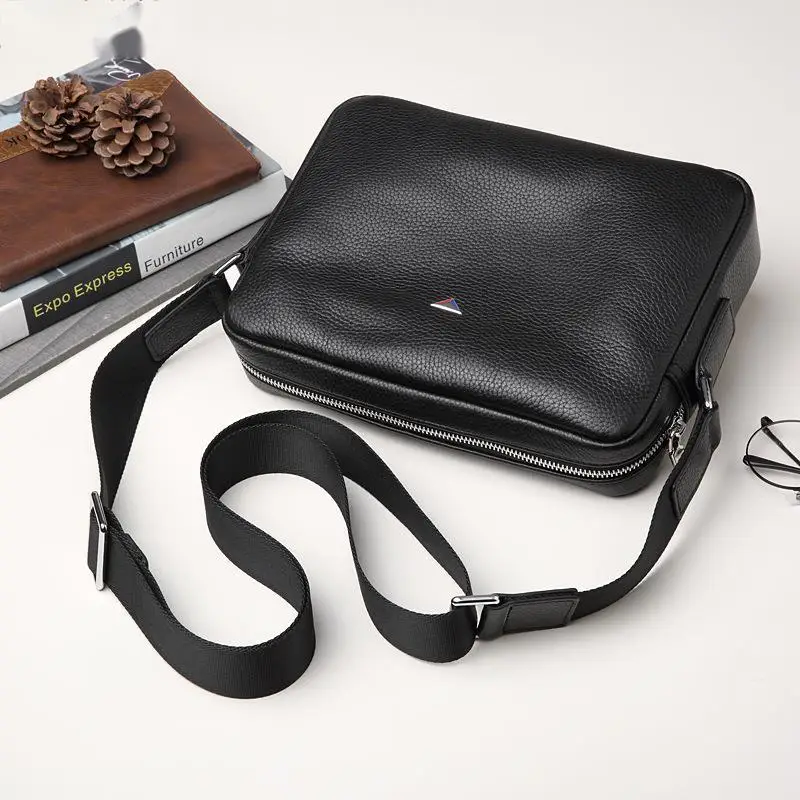 New Single Shoulder Genuine Messenger Luxury Leather Briefcases Men's Casual Crossbody Fashion Top Layer Cowhide Satchel Bag