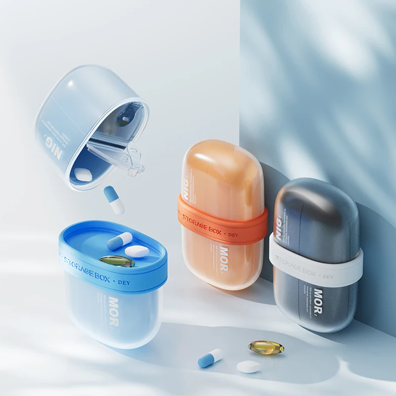 1pcs  Portable Small Pill Box 4 Compartments Daily Travel Pill Case Mini Container for Purse Pocket Compact Medicine Organizer
