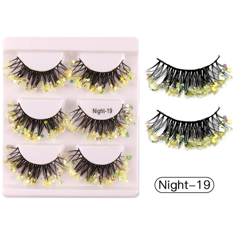 2 cajas de pestañas gruesas y esponjosas, pestañas de colores brillantes, extensión de pestañas, pestañas postizas 3D brillantes, lentejuelas exageradas