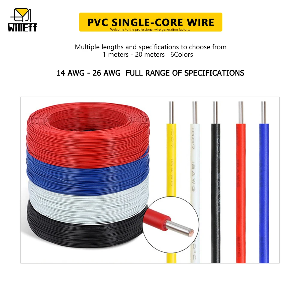 Single-core copper wire PVC Electronic wire Solid core Copper cable LED extension wire Electrical wires Electric connection wire