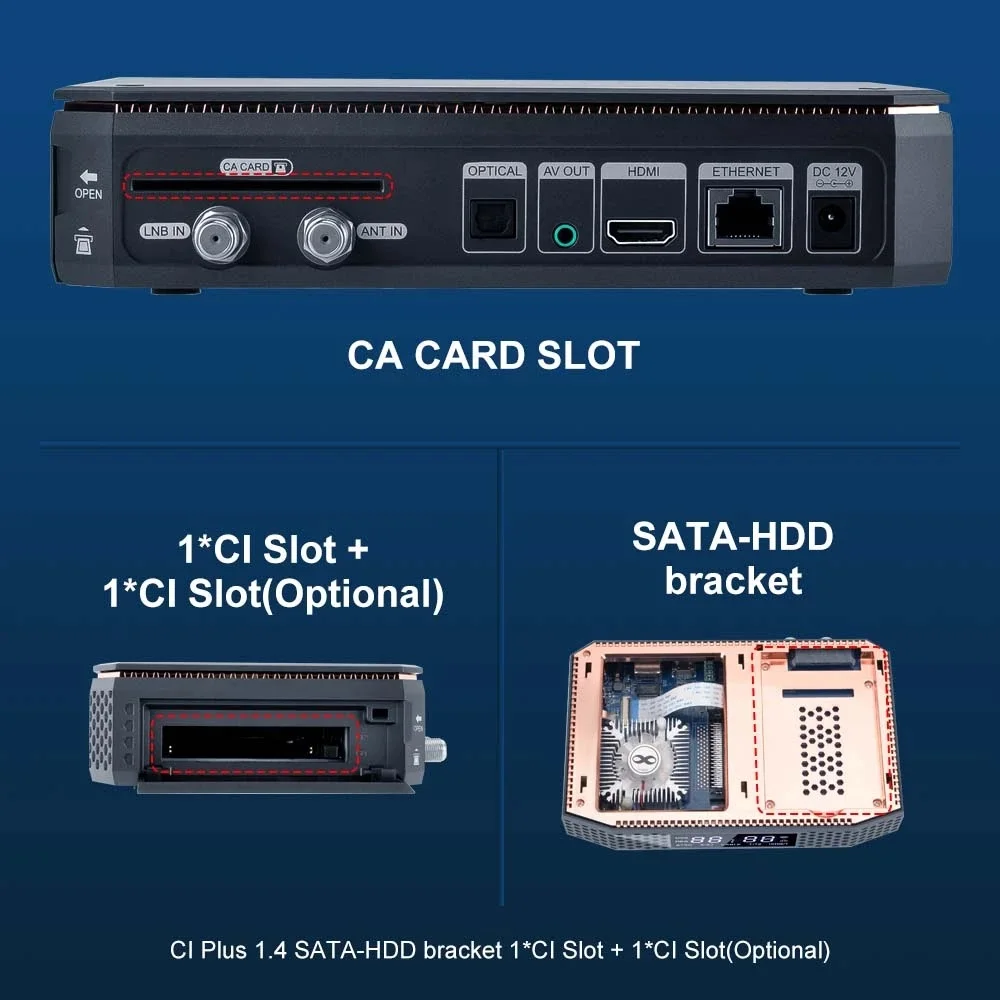 GTMEDIA GTX 콤보 UHD 스마트 TV 박스, 안드로이드 9.0 + DVB-S, S2, S2X + T, T2 + C, C2,2GB + 32GB, 4K, 8K, UHD CA 카드 슬롯 및 CI + 1.4,SATA-HDD,BT4.1 디코더