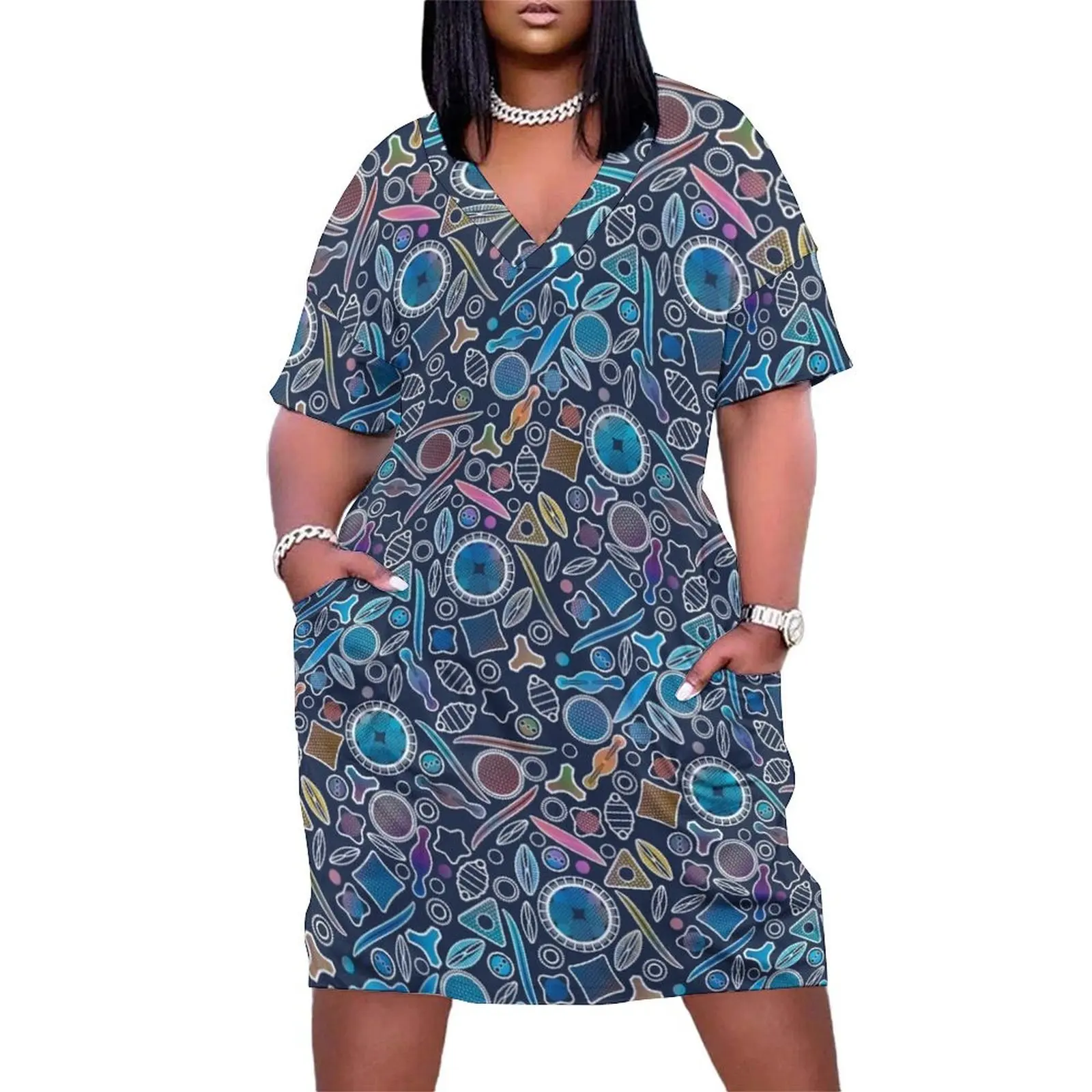 

Under the microscope - Indigo Loose Pocket Dress sensual sexy dress for women women"s elegant loose dresses