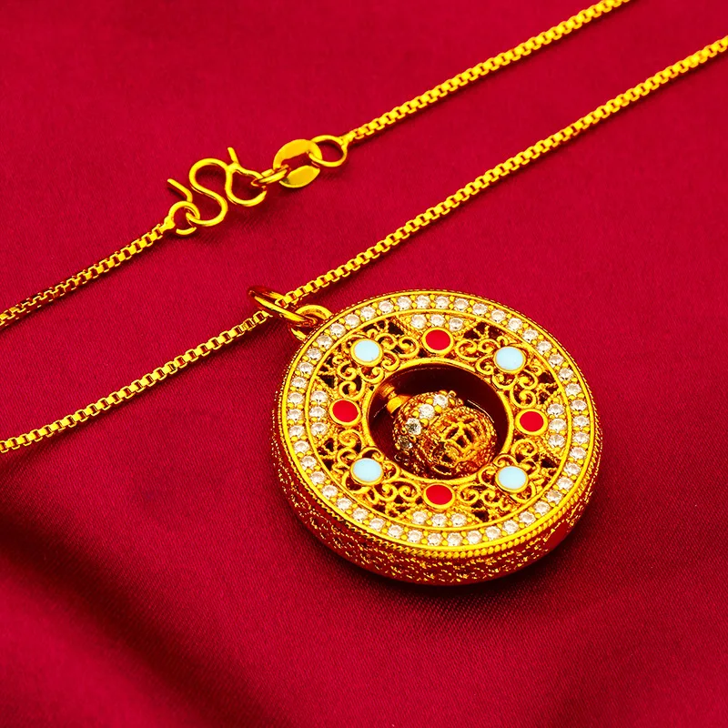 

Gourd Hollow Peace Buckle Pendant Women's 24K Gold AU999 - Gourd hollow, peace buckle, soft luster, for daily wearing