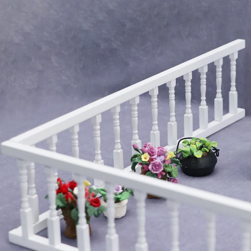 Exquisite 1:12 Dollhouse Miniature Furniture Accessories Decorative Materials Wooden White Railings Doll House Ornament Toys
