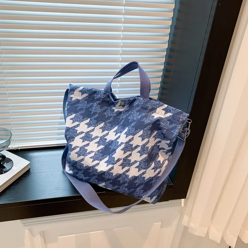 الدنيم حقيبة سعة كبيرة الرجعية المرقعة اللون حجب حقيبة يد المرأة المألوف حمل الحقائب التسوق حقائب اليد الفاخرة #6