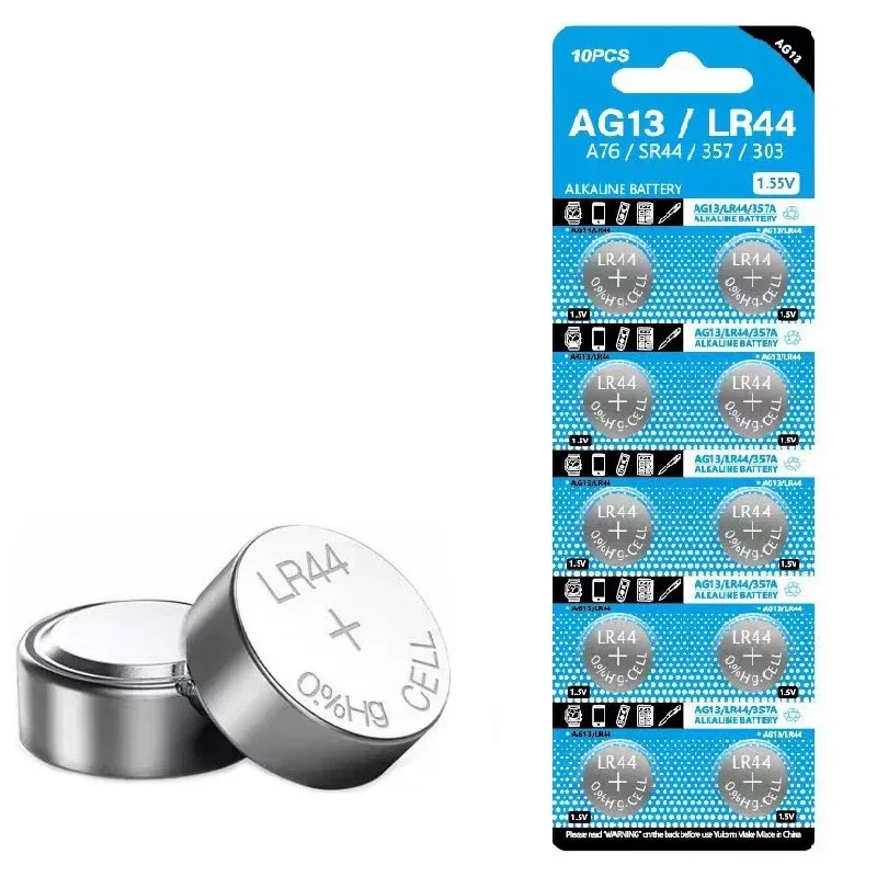 

Original Button Battery AG13 LR44 57 SR44 LR1154 1.55V Zinc-manganese Battery Alkaline Button Coin Cell Batteries for Watches