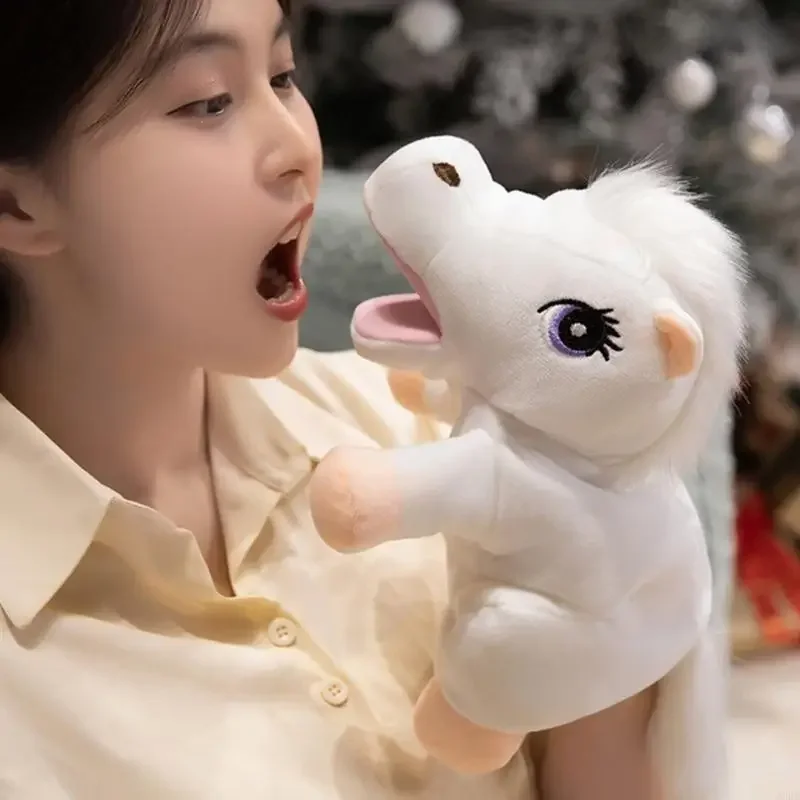 

Soft Plush Hand Puppet With Movable Mouth Interactive Horse Stuffed Animal Toy For Pretend Play Storytelling Kids Gift 15UB