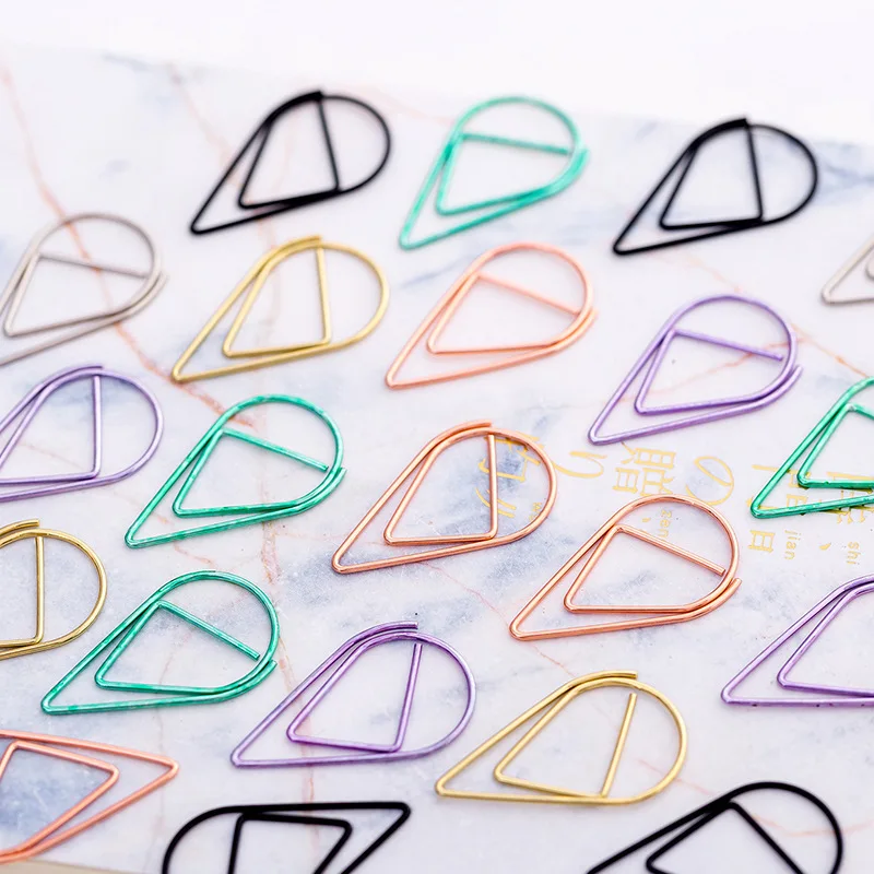 50 pcs Metal Drop Paper Clips Small Box Cute Paper Clips Learning Office Supplies Stationery Special-shaped Bookmarks