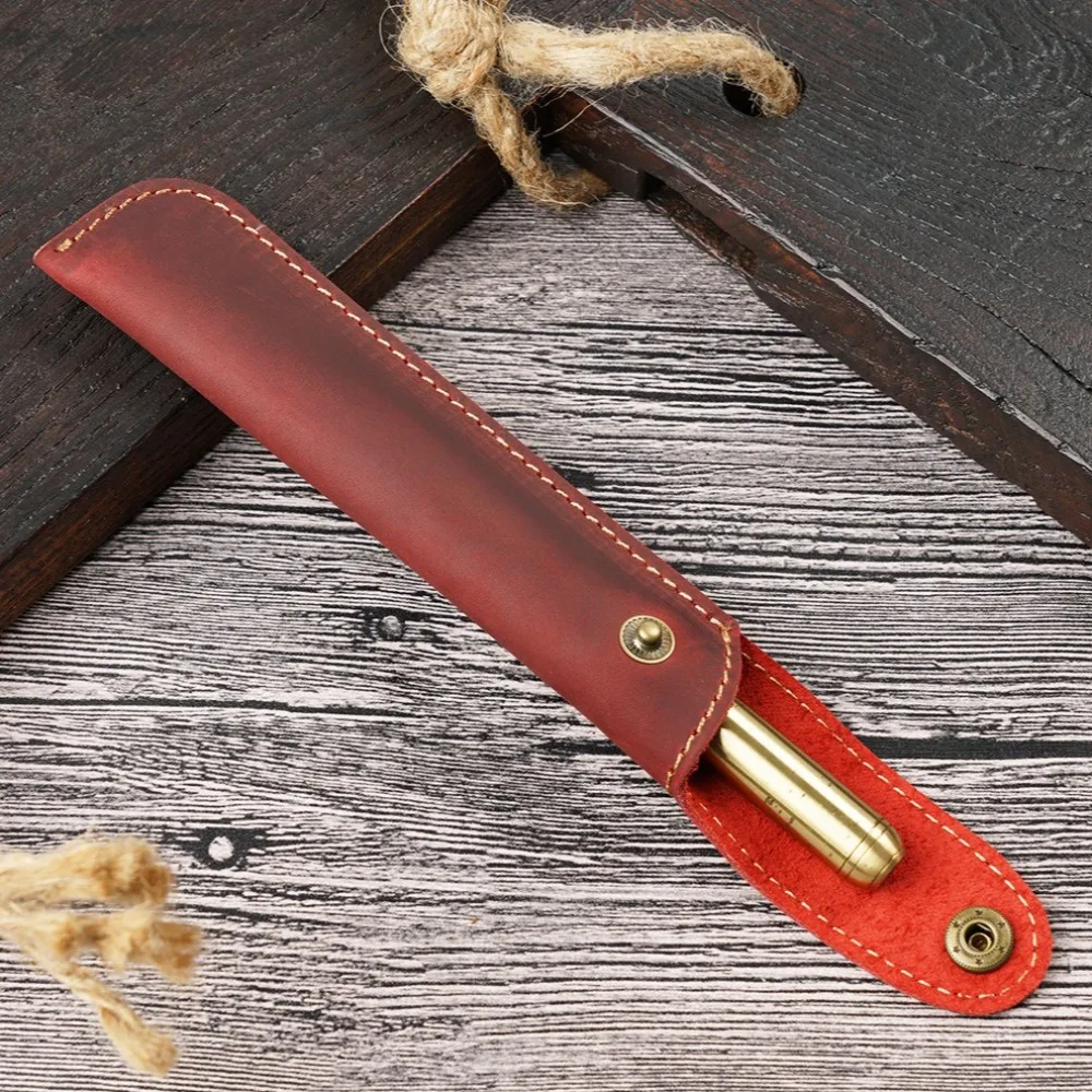 المحمولة القلم الغطاء الواقي قلم توقيع حافظة جلدية حقيبة التخزين الرجعية حقيبة أدوات مكتبية حافظة القلم الرجعية #3