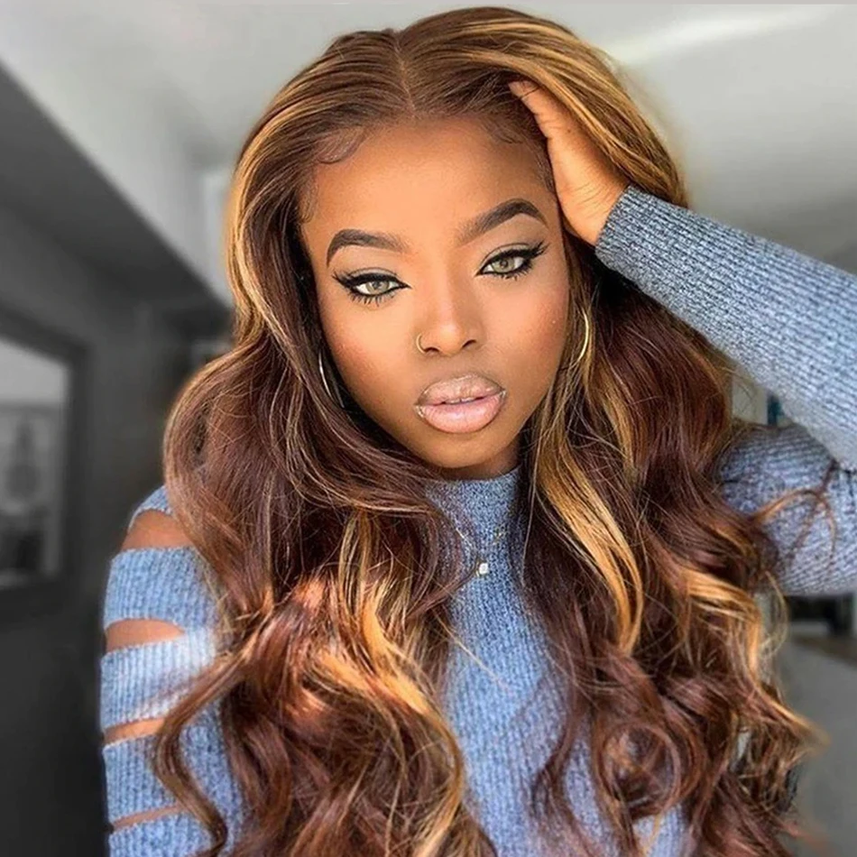 Colored Body Wave 2/30 13x4 HD Transparent Lace Front Wig For Black Women Brazilian Pre Plucked 4x4 Lace Closure Wigs 30 Inch